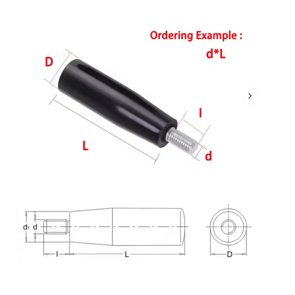 1Pcs Hex Rotating Bakelite Machine Handle  Male Thread M5 M6 M8 M10 M12 25-100mm Length Industrial Revolving Grip Knob