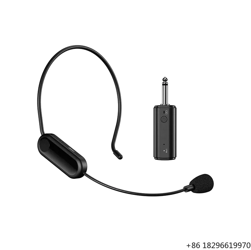Professional Wireless Headset Microphone Rechargeable 6.35mm Plug Receiver for Classroom Teaching and PA Speakers