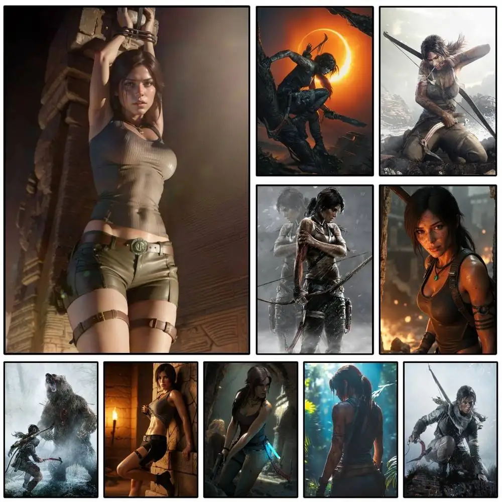 1 قطعة شخصيات اللعبة لارا كروفت ملصق ذاتية اللصق الفن مقاوم للماء ورقة ملصق مقهى بار غرفة جدار ديكور #1