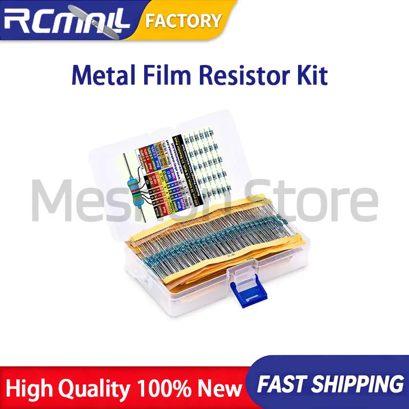 30Value/73Values 1/4W Metal Film Resistor Kit 1 Percent Tolerance 10 Ohm to 1M Ohm Assortment Set with Color Code Sticker
