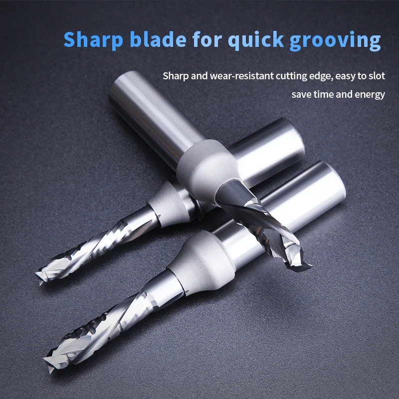 HUHAO Compound Spiral Router Bit Cutting CNC Milling Cutter Carbide Cutter for Wood MDF Multilayer Particle Board