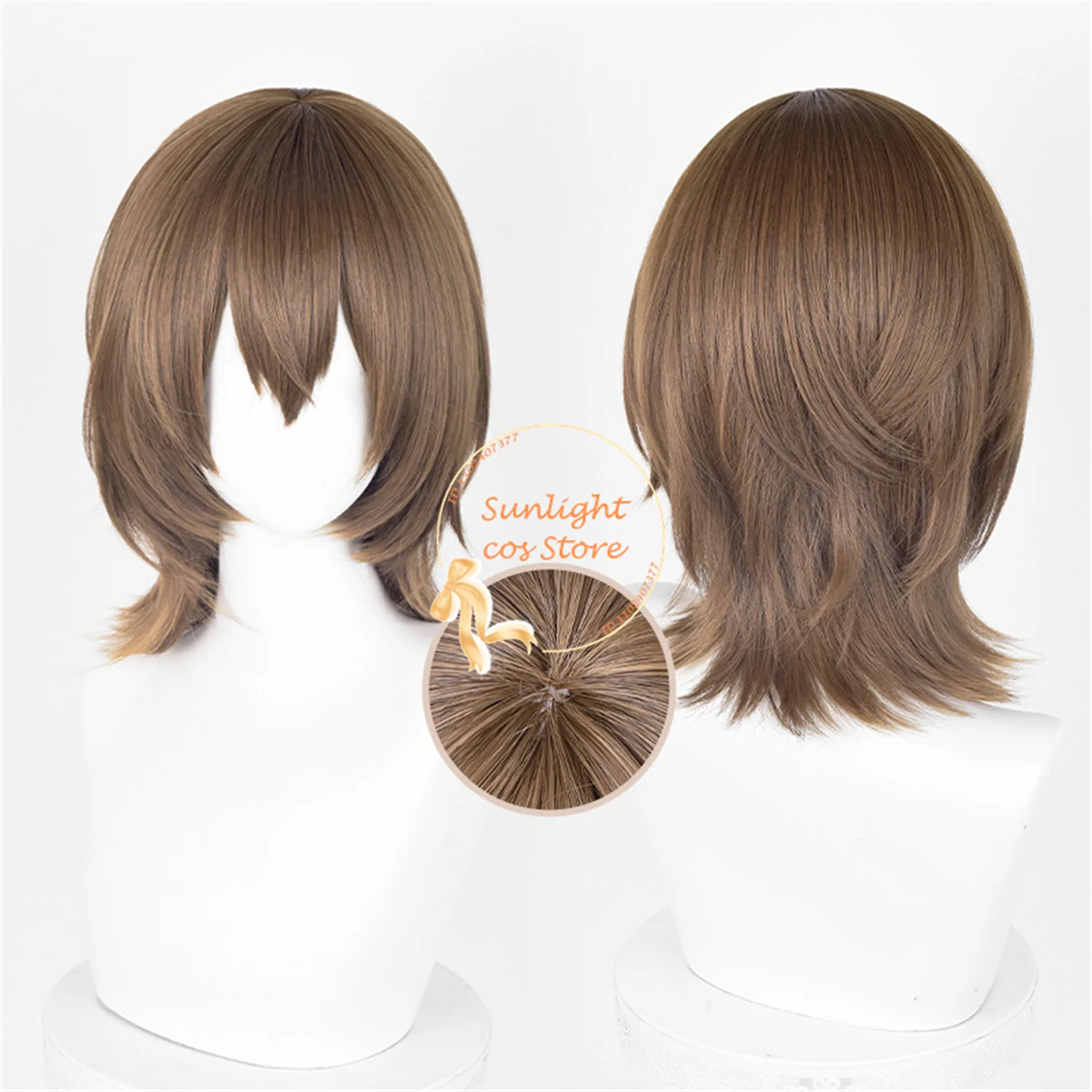 Peruca curta marrom Anime Akechi Cosplay para mulheres, resistente ao calor, cabelo sintético, perucas de festa Halloween, boné, Goro, 38cm