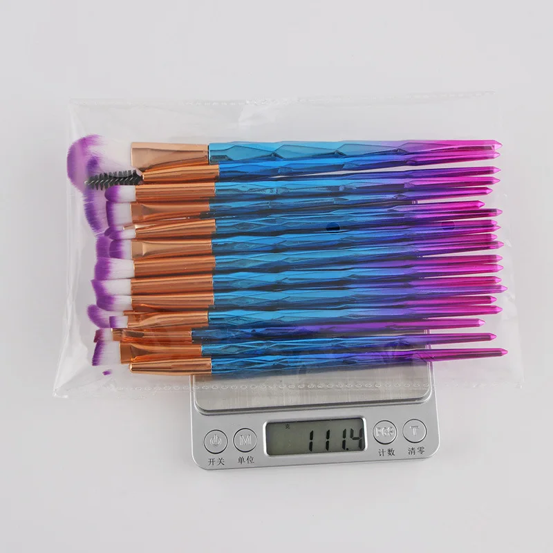 20개/세트 컬러풀 다이아몬드 메이크업 브러쉬 세트 파우더 파운데이션 블러쉬 블렌딩 아이섀도우 립 화장 브러쉬 2025