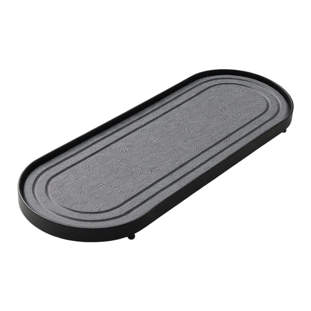 Diatomite Tray with Stainless Steel Trim for Bathroom Kitchen For Vanity Countertop Soap Dish Cup Stand and Small Item Holder