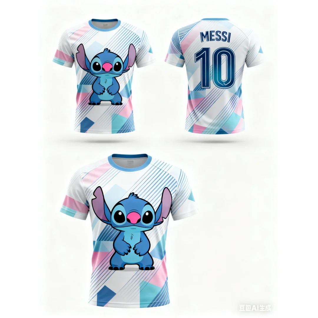 Футбольная майка с мультяшным рисунком Disney Stitch, летняя спортивная футболка с 3D принтом, быстросохнущая мужская футболка, детская одежда, футболка Y2k, женская