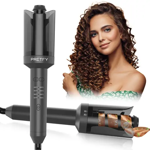 Automatic Curling Pretfy Auto Hair Curler Iron with Rotate Left and Right Hair Curling Wand for Hair Styling