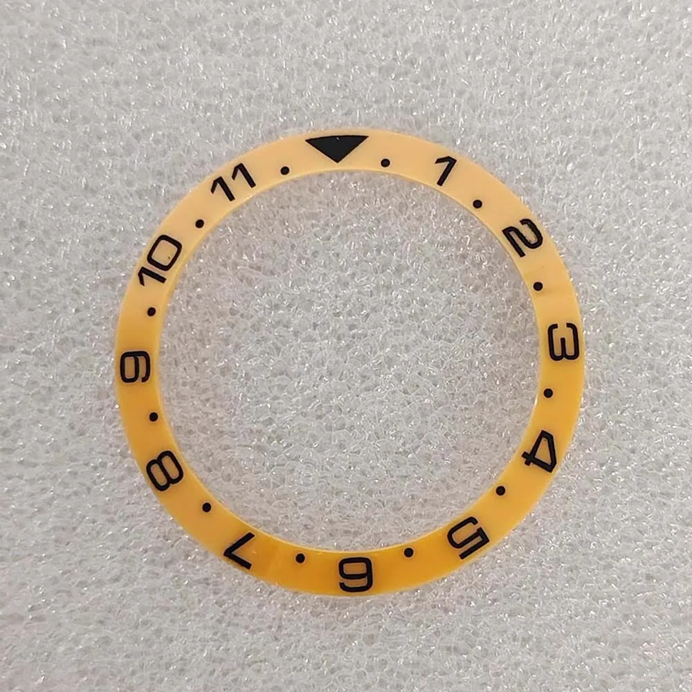 إطار ساعة أصفر القطر الخارجي 38 ملم القطر الداخلي 30.5 ملم بدون حواف مضيئة ملحقات الساعة