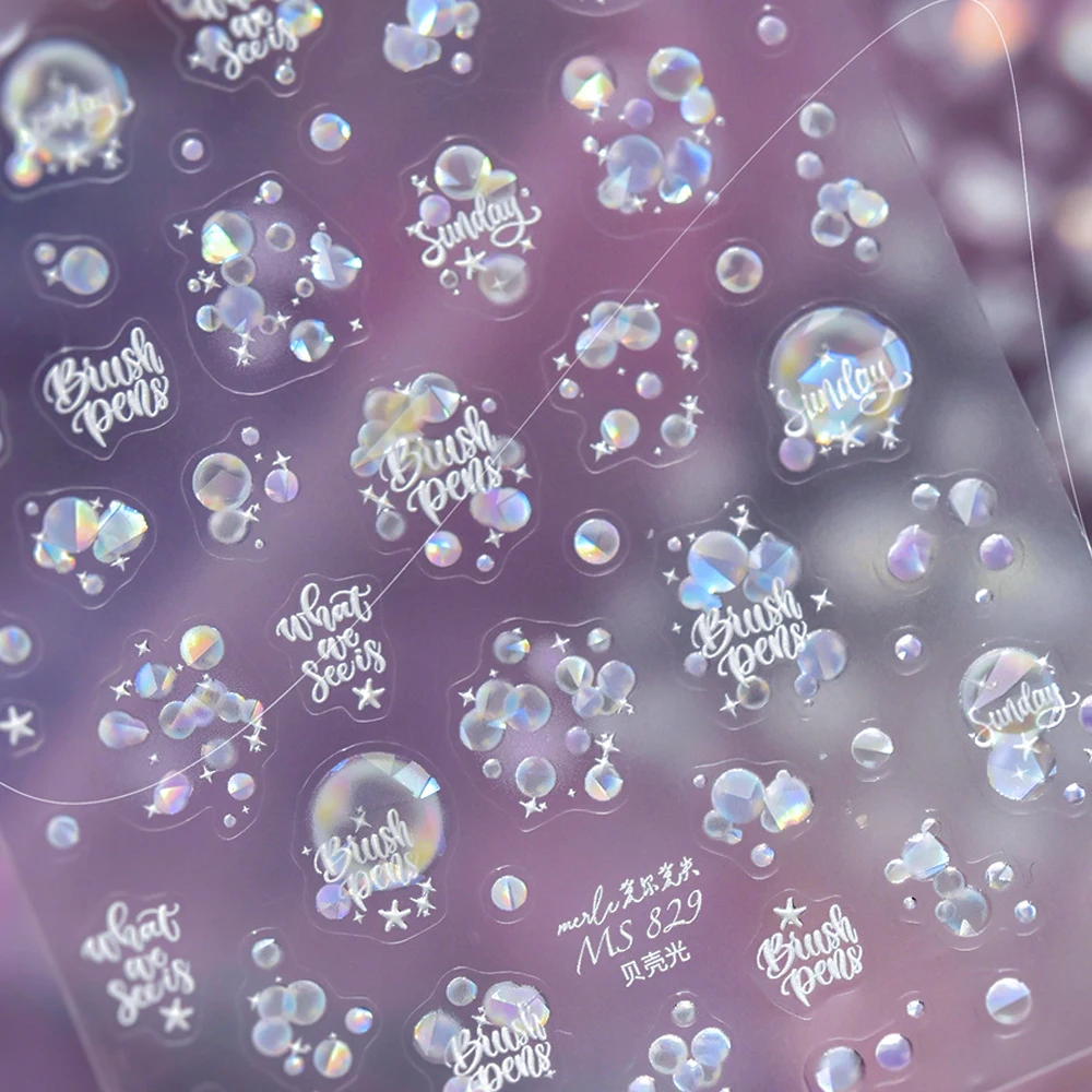 5D Lucido Medusa Bolla Nail Art Sticker Creatura marina Shimmery Blu Meduse Bolle Fantasia subacquea Adesivo Manicure Dec