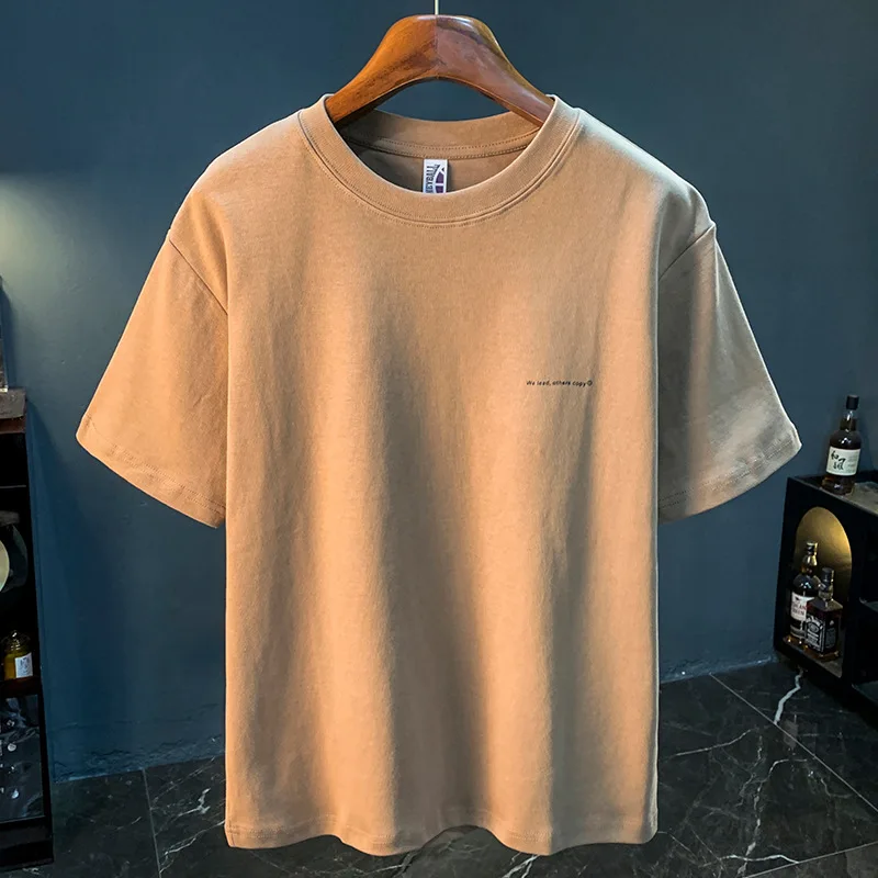 

Solid color short sleeved T-shirt for men, simple and loose oversized summer thin top, 2025 new versatile men's clothing