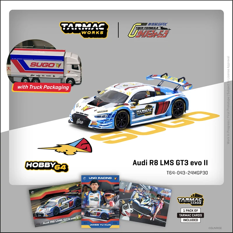 

Предпродажа TW 1:64 LMS GT3 Audi R8 Evo II Macau GT Cup 2024, восход солнца SUGO, литая под давлением модель автомобиля, коллекция игрушек Tarmac Works