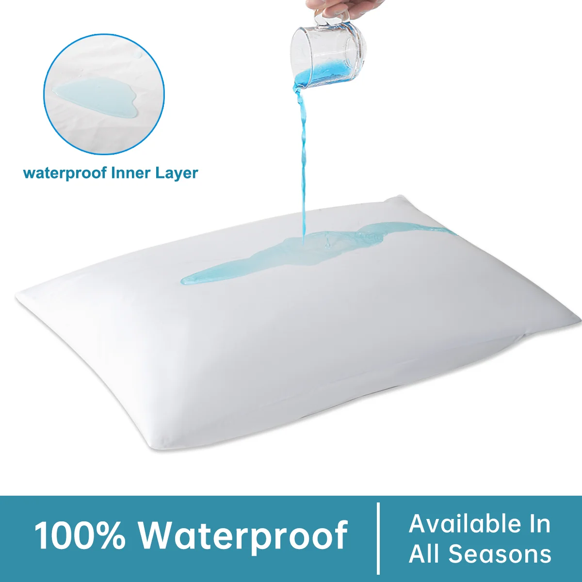 2pcs Zippered Waterproof Pillow Cover, Oil-resistant Knitted Pillow Protector for Bed Sleeping Pillowcase