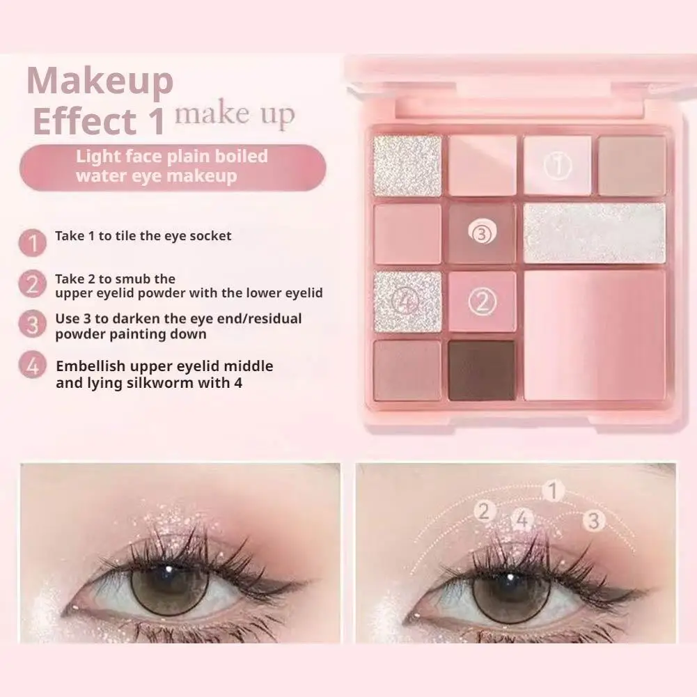 لوحة أحمر خدود وظلال عيون مكونة من 12 لونًا، نمط تشبع الورد، لون كوري منخفض لؤلؤي لعيد الحليب L6N4