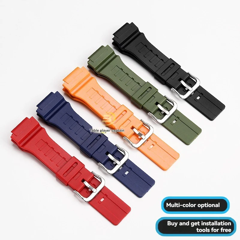 18mm Resin Silicone Watch Band for Casio WS-1400H/1300/1500/W-737H/AE1500 - Replacement Strap for Digital Watches