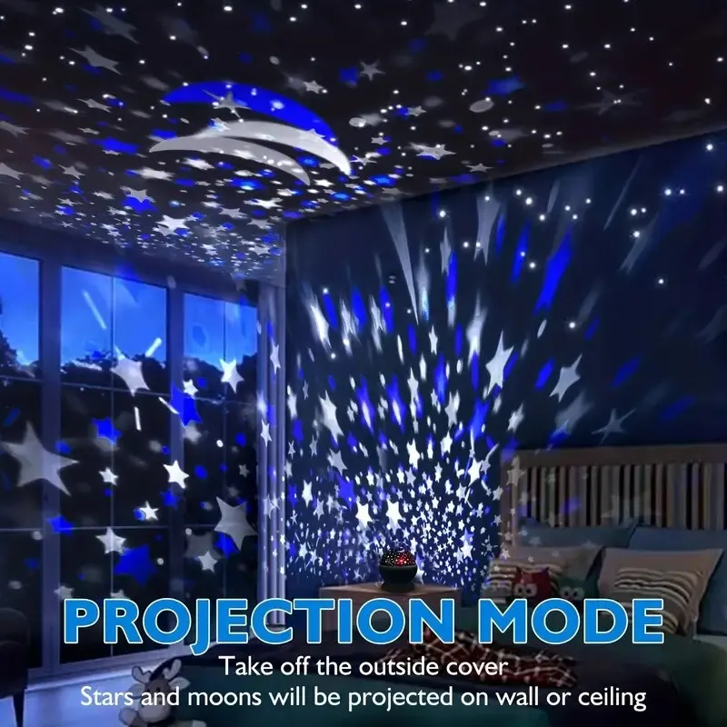 Proyector de galaxia giratorio para niños, lámpara de noche giratoria LED, diseño de cielo estrellado, luna, planetario, luz ideal para dormitorio y regalo