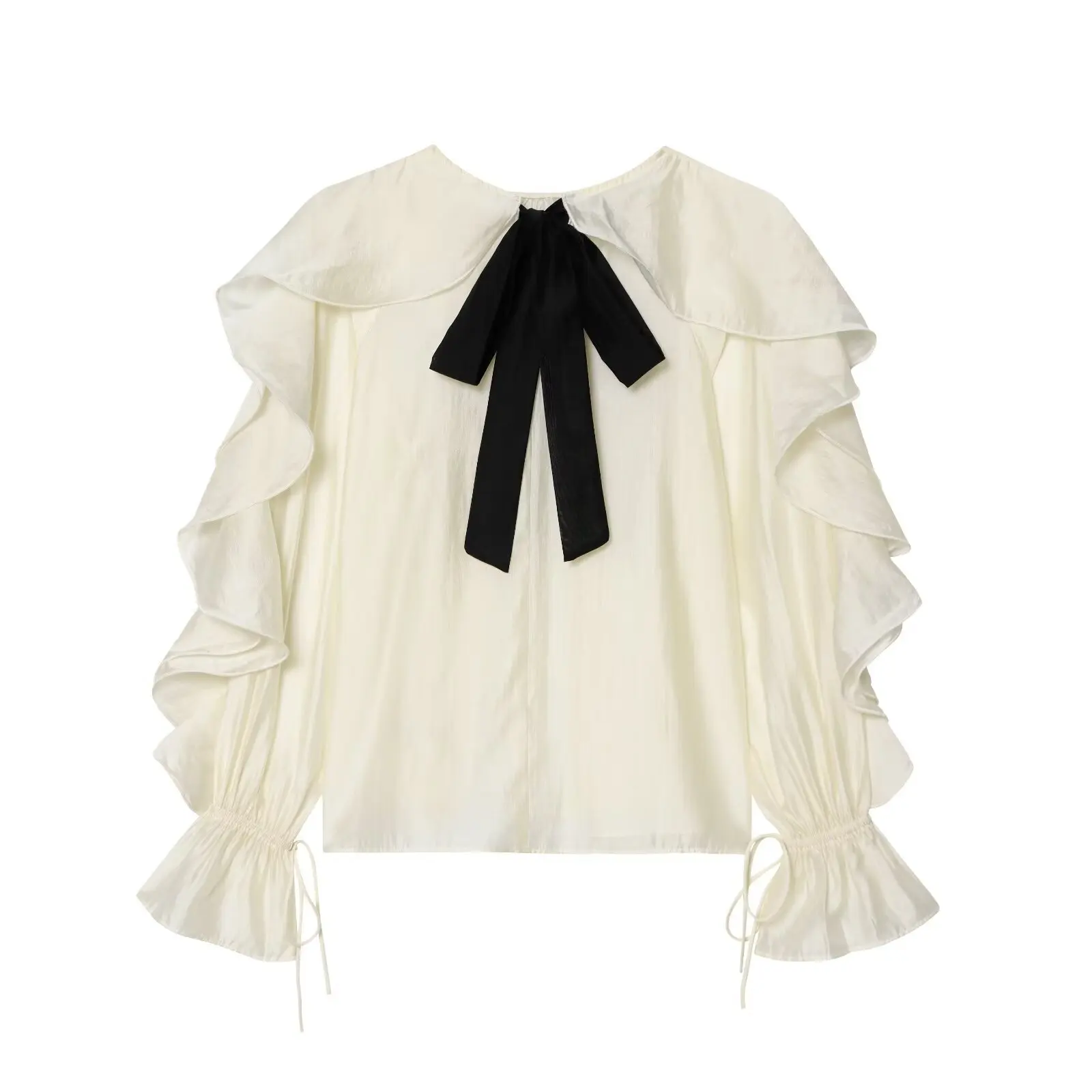 

Women Tops Ruffles Solid Flare Sleeve Retro Blusas Autumn Chiffon Shirts&blouses Mujer Korean Fashion Cute Sweet Top