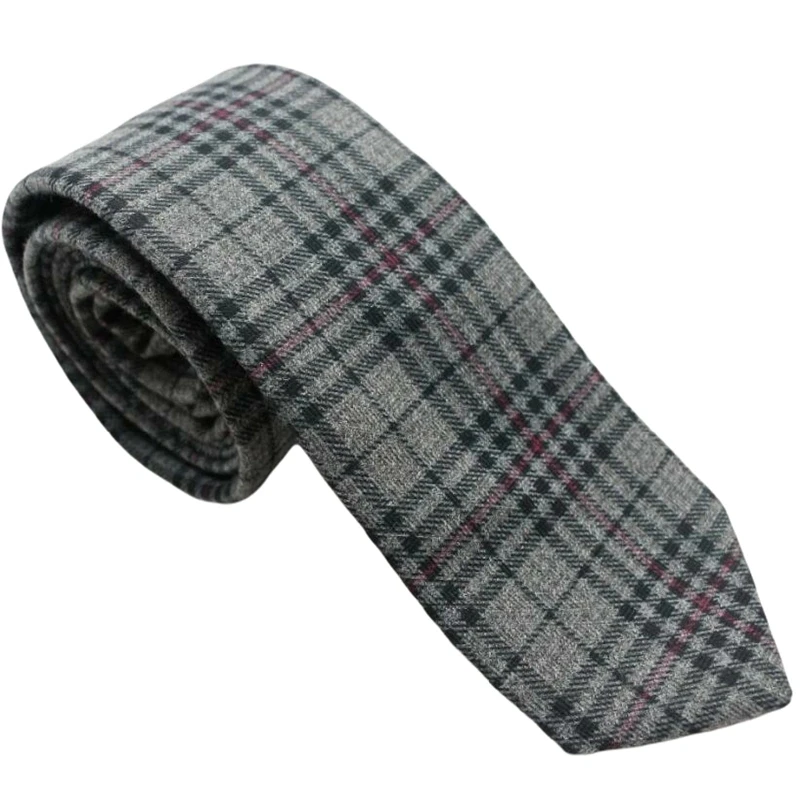6cm Cotton Soft Neckties For Men Women Narrow Gray Plaid Neck Ties Boys Casual Skinny Tie Suit Wedding Party Slim Gravata Cravat