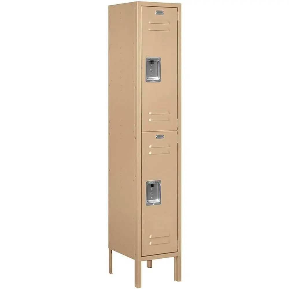 

Double Tier 12-Inch Wide 5-Foot High 12-Inch Deep Unassembled Metal Locker, Tan Brown