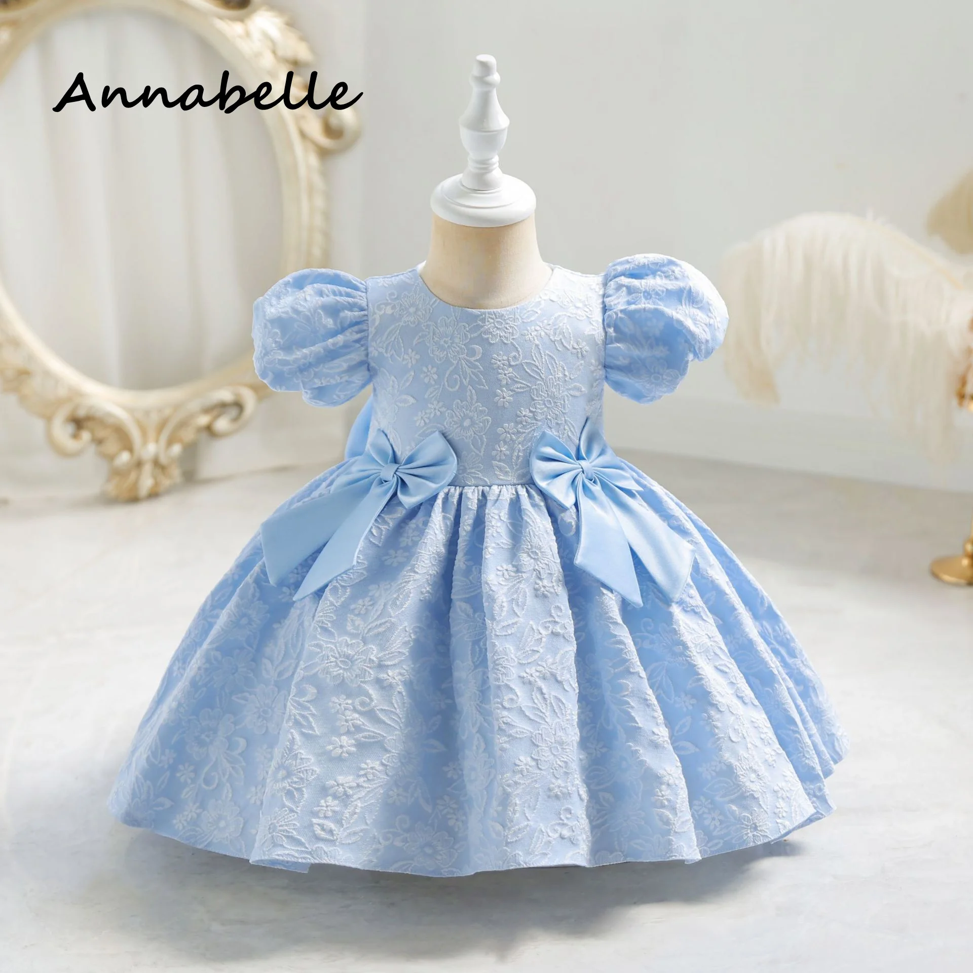 Annabelle-Robe à fleurs avec nœud pour bébé fille, tenue de soirée de mariage, colorée, bouffante, princesse, éducative