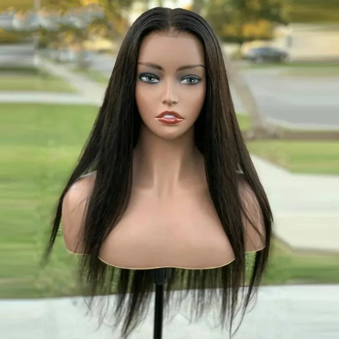 

Black Hair 100% Human Hair Wig 150 Density 18inch Straight 5*5 Lace Front with Baby Hair Pre-Plucked Soft Hair Wig