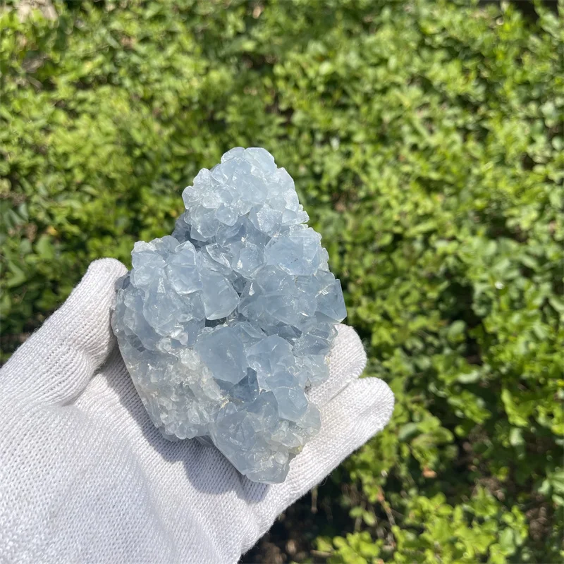 

816g Natural Blue Celestite Geode Cluster Quartz Crystal Specimen