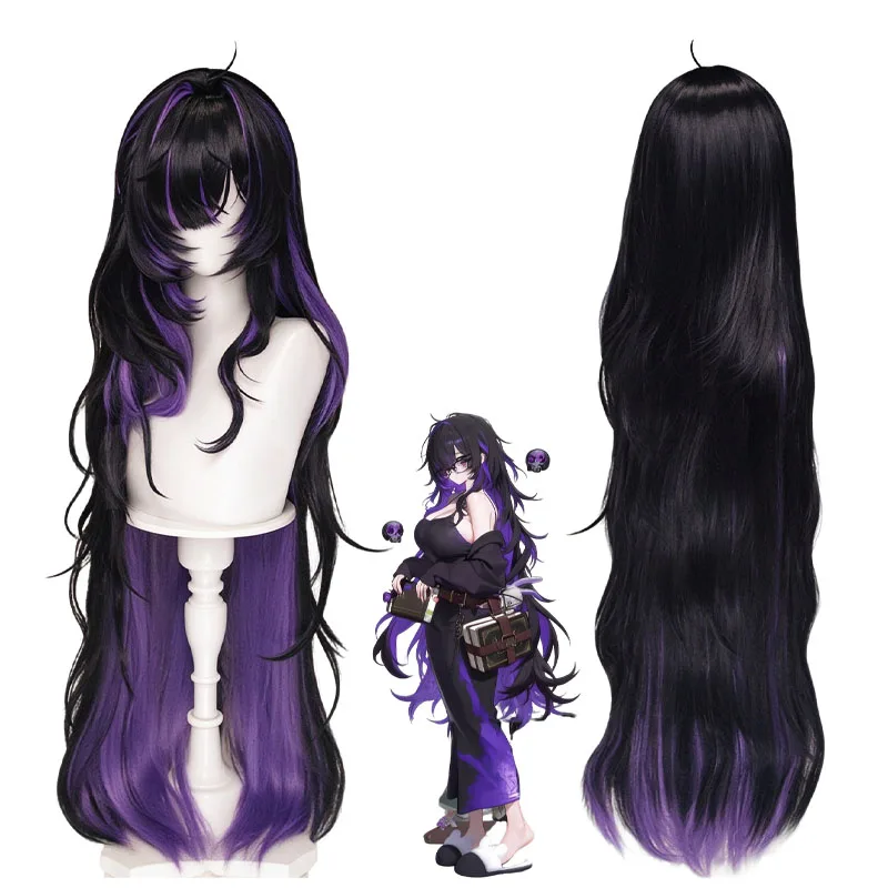 NIKKE：The Goddess of Victory Label Cosplay Wig Black Long Synthetic Hair Glasses For Women Men Halloween Carnival Party Props