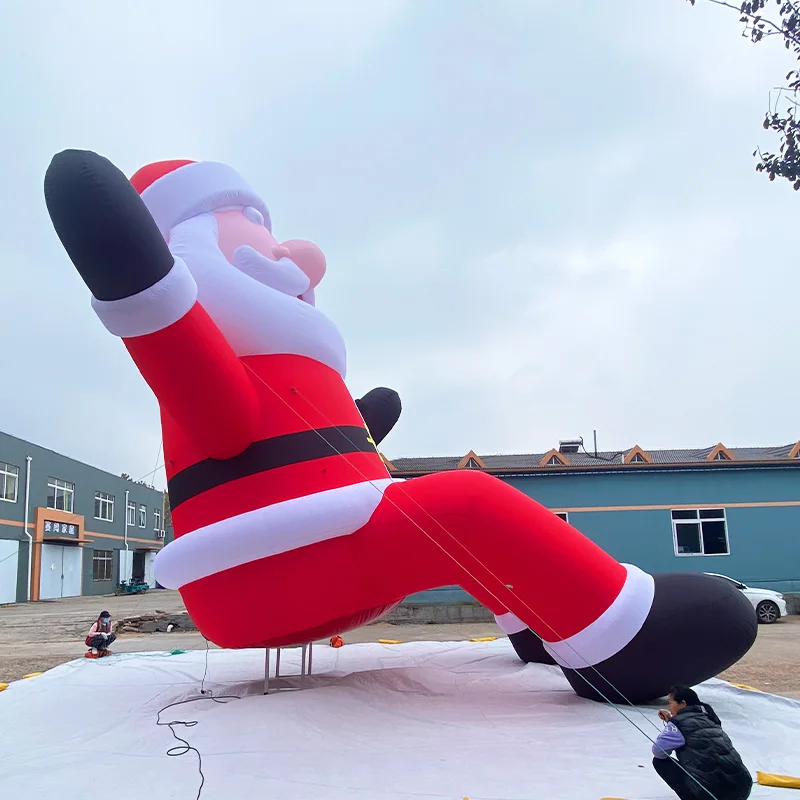10m Self-developed Outdoor Inflatable Christmas Santa Claus Decoration Giant Customized Lying Father Christmas Inflatables