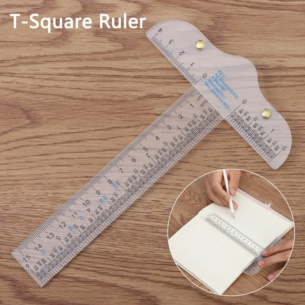 Transparent Easy Reference While Crafting Handtool Clear Inch Metric T-Square Graduated T-Ruler 6