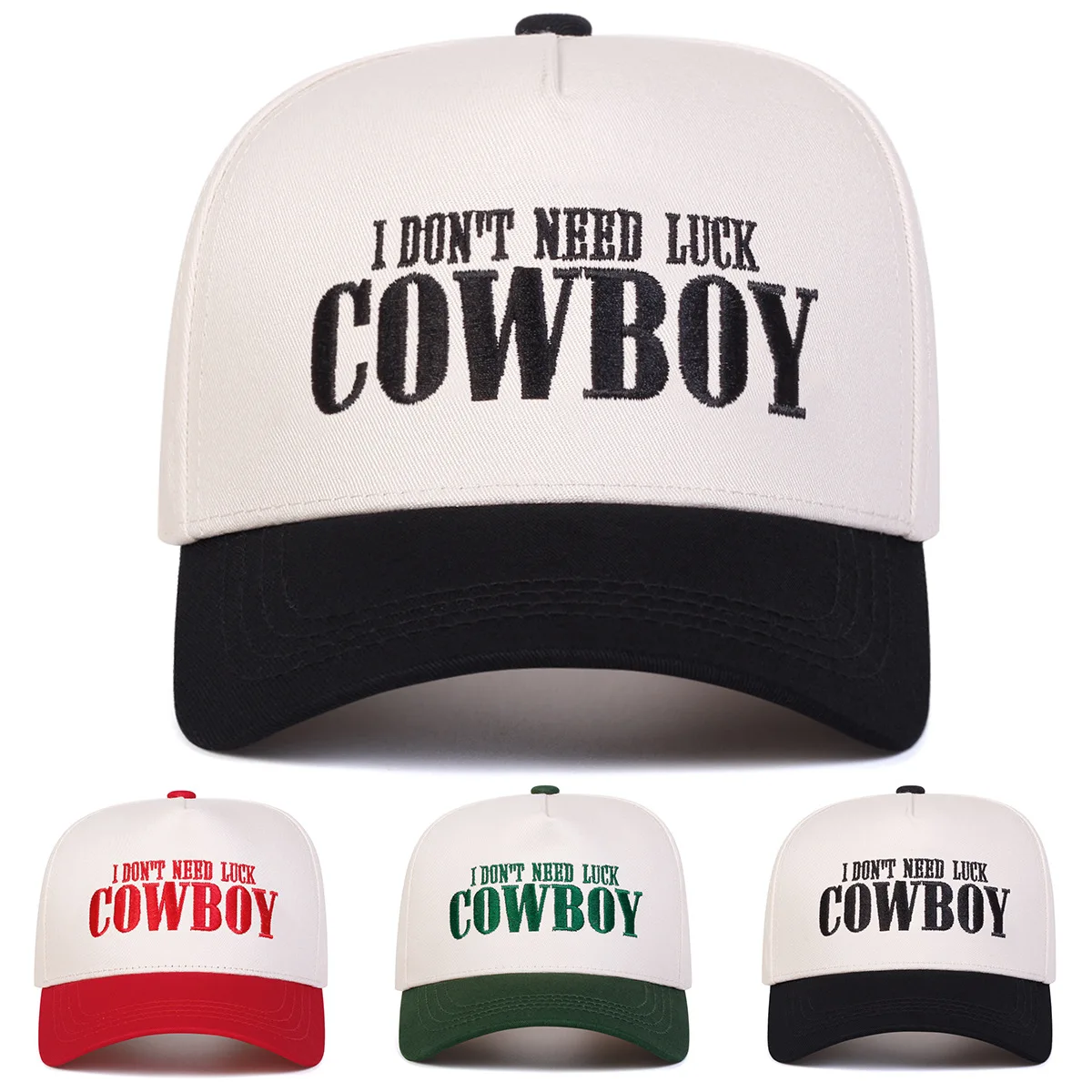 Gorras de béisbol unisex COWBOY con bordado de letras, sombreros casuales ajustables, sombrero protector solar para exteriores para primavera y otoño
