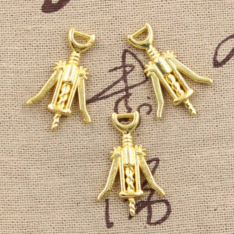 15pcs Charms Wine Opener 27x17mm Antique Silver Color Plated Pendants Making DIY Handmade Tibetan Silver Color Jewelry