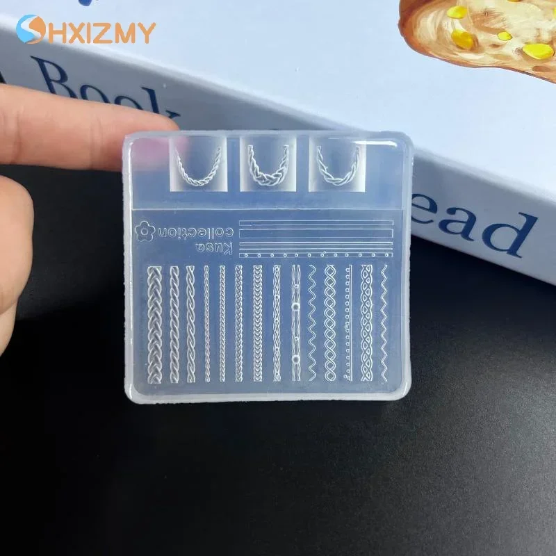 1PCS Retro Pattern 3D Silicone Nail Mold DIY Weaving Sweaters Bows Flower Design Transparent Nail Template Nail Art Decoration