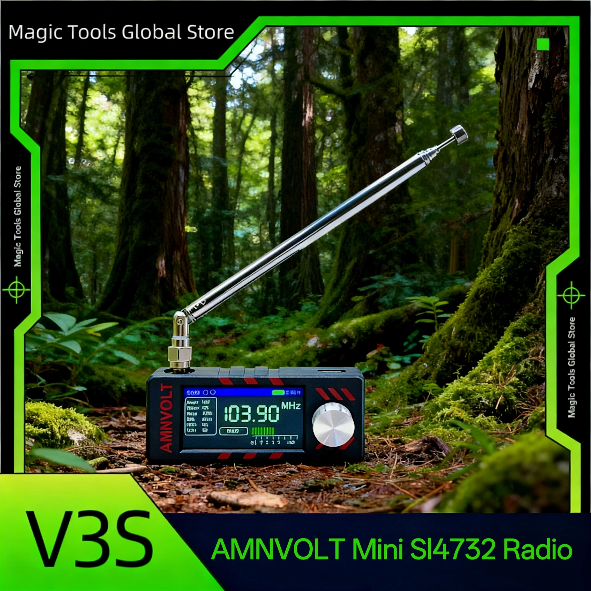 V3S AMNVOLT Mini SI4732 DSP Radio Receiver  with Hi-Z & Headphone Amp ABS Case FM/AM/SSB Receiver