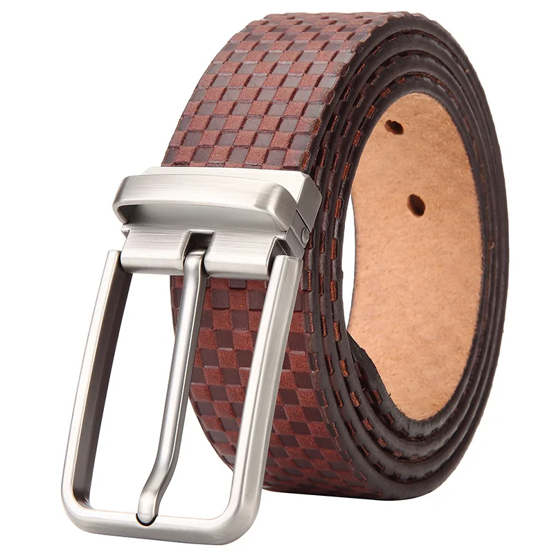 men-top-grain-cowhide-pin-buckle-leather-belt-uniform-square-grid-pattern-soft-hide-base-wear-resist-outer-surface
