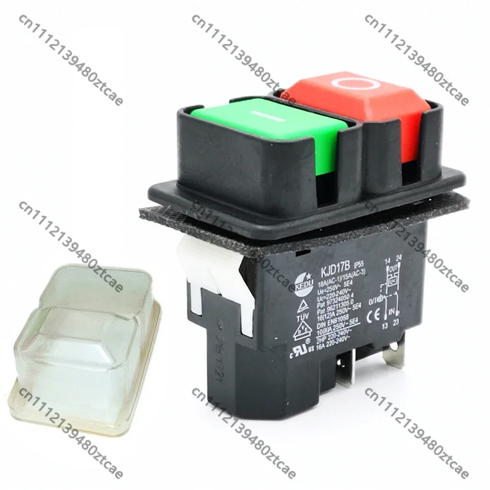 KJD17B 4Pins 220V 16A 2HP Waterproof Magnetic Safety Push Button Switch for Bench Saw Drill Lathe Industrial Equipment