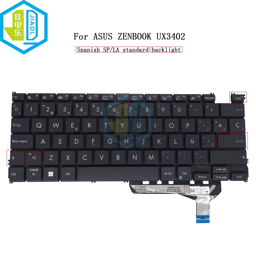 Imagem -03 - Tw-teclado Retroiluminado para Asus Teclado Espanhol tw Espanha Francês Azerty Ux3402 Zenbook 14 Ux3402za0442e Ux3402va Notebook