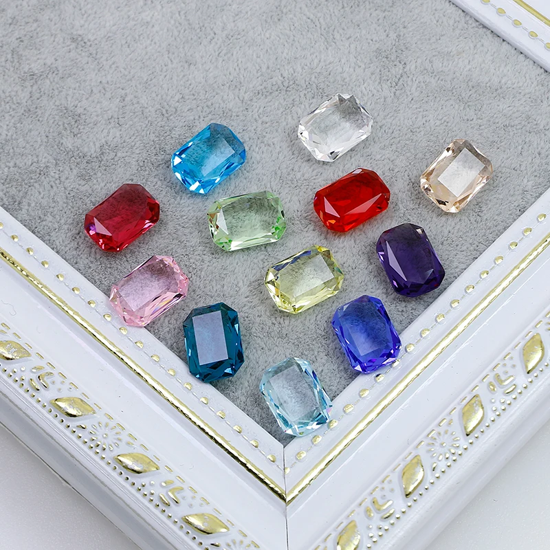 10x14mm Rectangular Octagon Transparent Nail Crystal  Decoration for women\'s Clothing and Beads for Needlework DIY