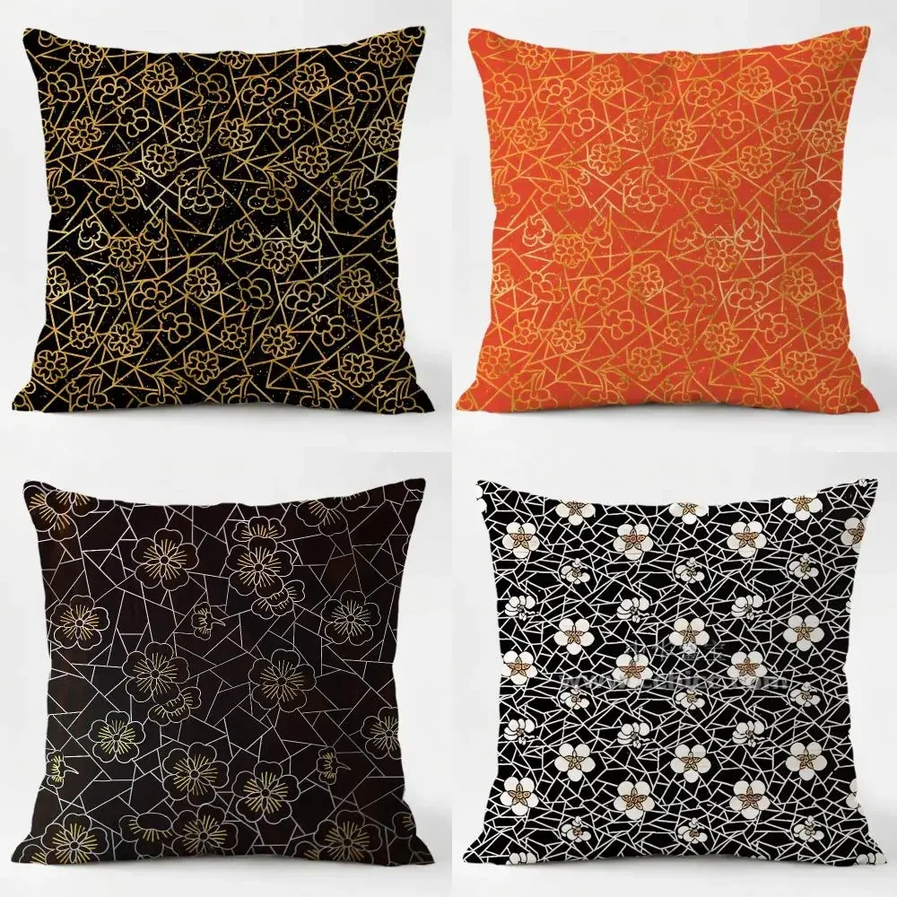 Delicate Antique Art Plum Blossom Ice Crack Cushion Cover Sofa Home Living Room Car Decor Washable Decorative Square Pillowcase