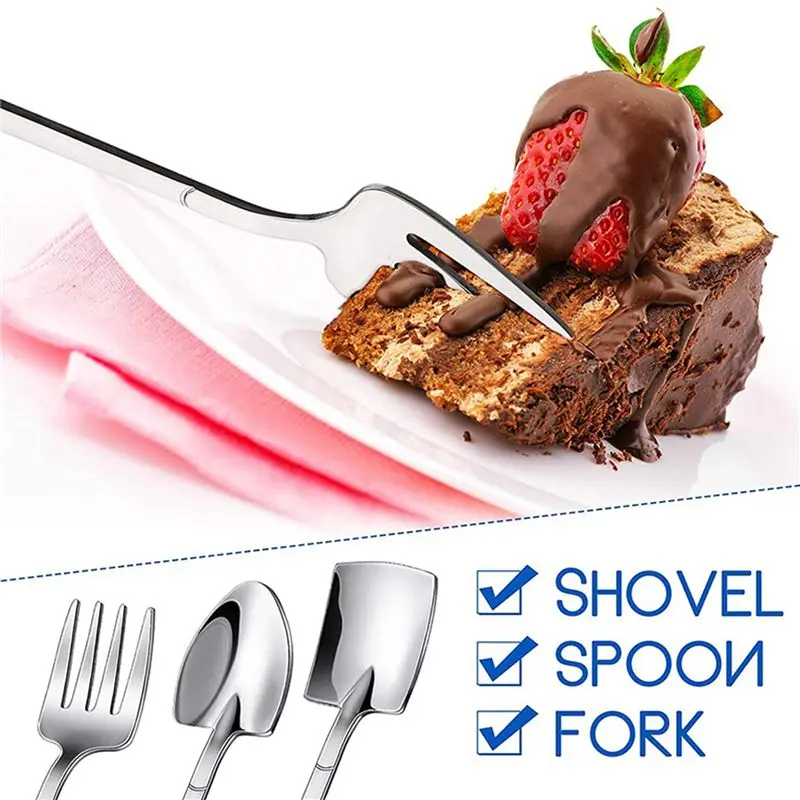 AT05-45 Pieces Shovel Spoon Fork Shovel Coffee Spoon Shovel Handle Dessert Spoon Ice Cream Spoon Shovel Shape Fork Fruit Fork