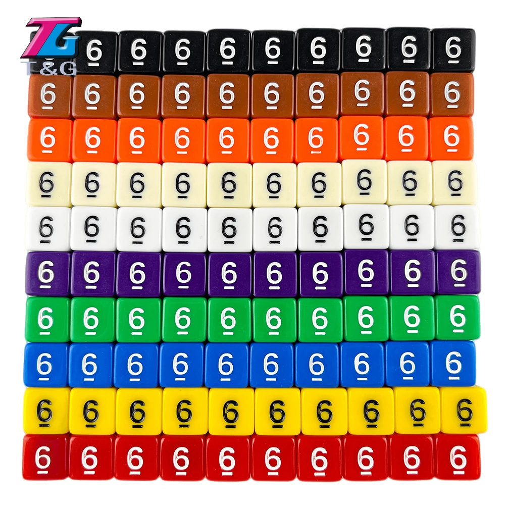 New T&G High Quality 16mm Digital Dice Multi Colored Table Game DICE accessories Plastic Cube 1-6 number for Kids Dices