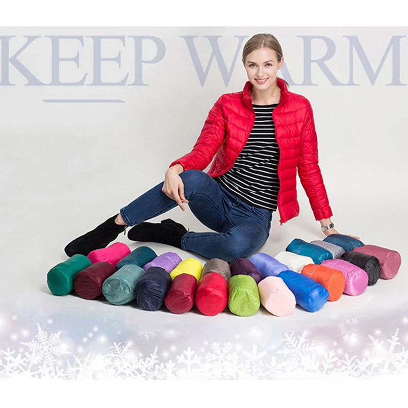 Winter Women Ultra Light Down Jackets Fashion Lady White Duck Down Coats Girls Stand Collar Windbreaker Warm Jackets Clothing