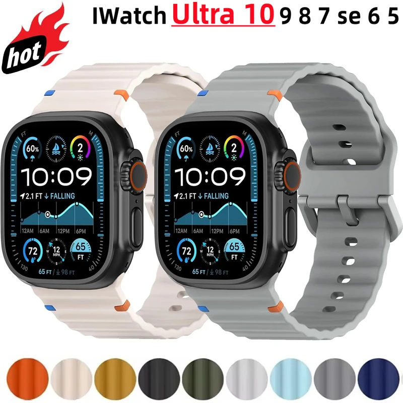 

Silicone Strap for Apple watch Band 46mm 42mm 49mm 45mm 44mm 40 41mm correa sports Bracelet iWatch series Ultra 10 9 8 7 6 SE 5