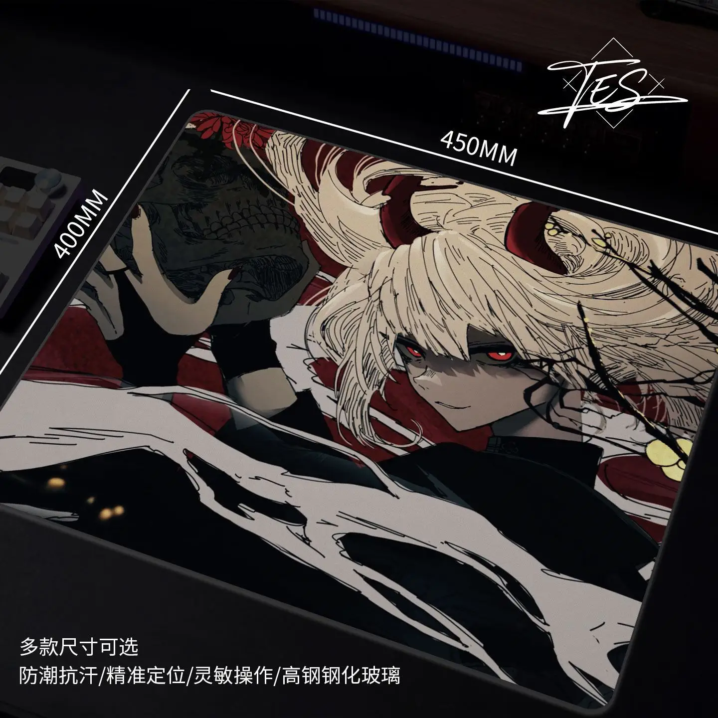 Anime Demon Girl Glass Mouse Pad Gaming Mouse Pad Smooth Frosted Surface Waterproof Desk Tempered Glass Mouse Pad Game Mouse Pad