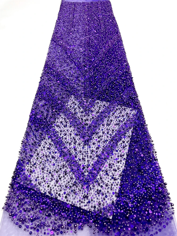 الجملة 2026 الترتر الأفريقي الخرز الدانتيل النسيج 5 ياردة عالية الجودة الفرنسية شبكة تول التطريز الزفاف الدانتيل الزفاف #4