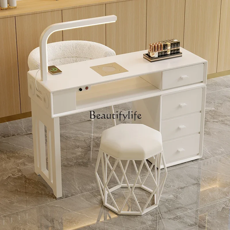 

X59Italian Aesthetic Manicure Table With Drawers Portable Trendy Modern Manicure Table With Chairs