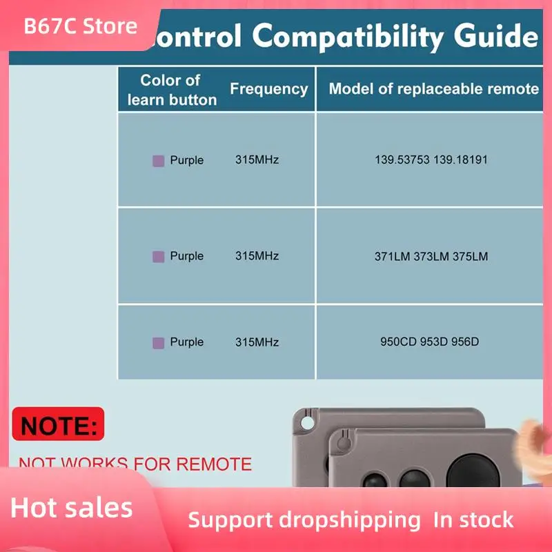 

B67C 2 упаковки пульта дистанционного управления для гаражных ворот Sears Craftsman, модели 139.53753 53753 139.18191 HBW2028 371LM 373LM 375LM 950CD 953D 956D