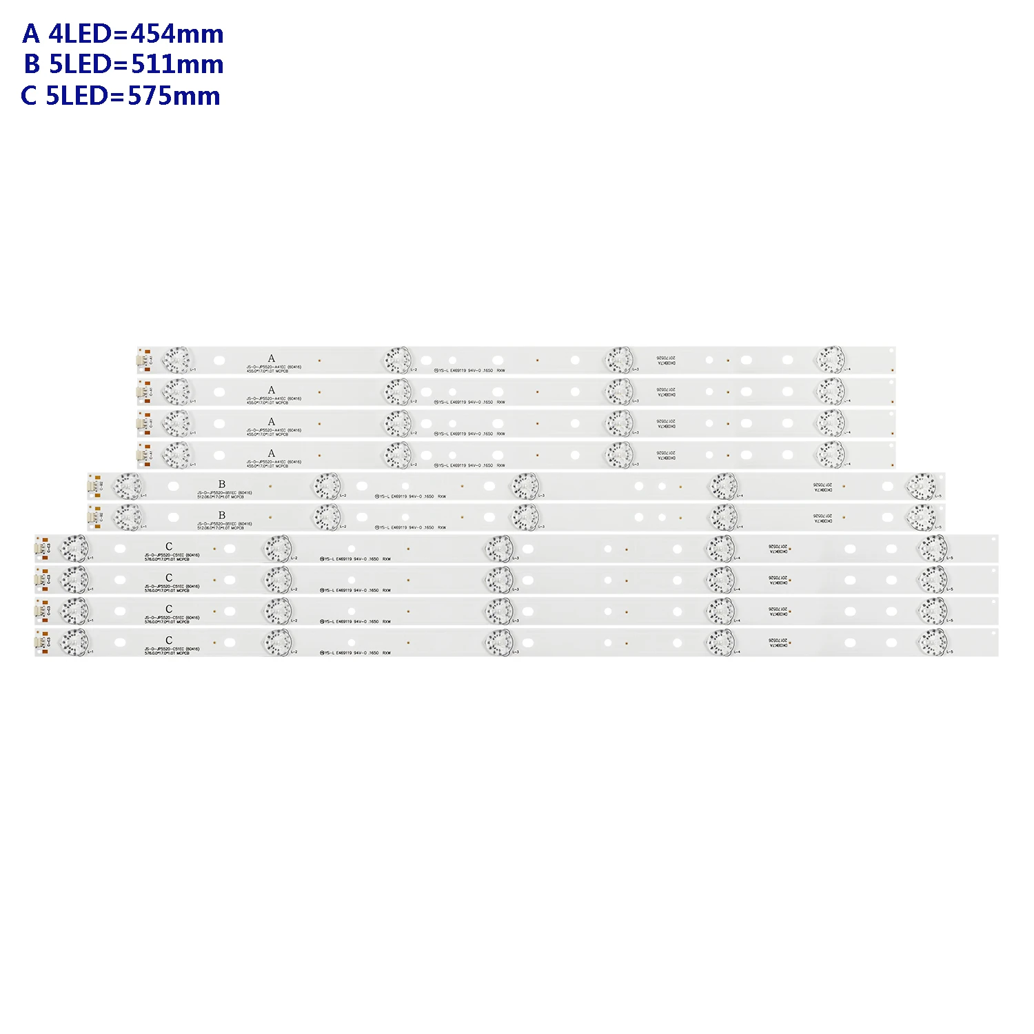 10pcs LED backlight strip for AKAI AKTV551 AKTV5512TS JS-D-JP5520-A41EC B51EC C51EC (60416) MS-L0956-L M R YS_LE469119