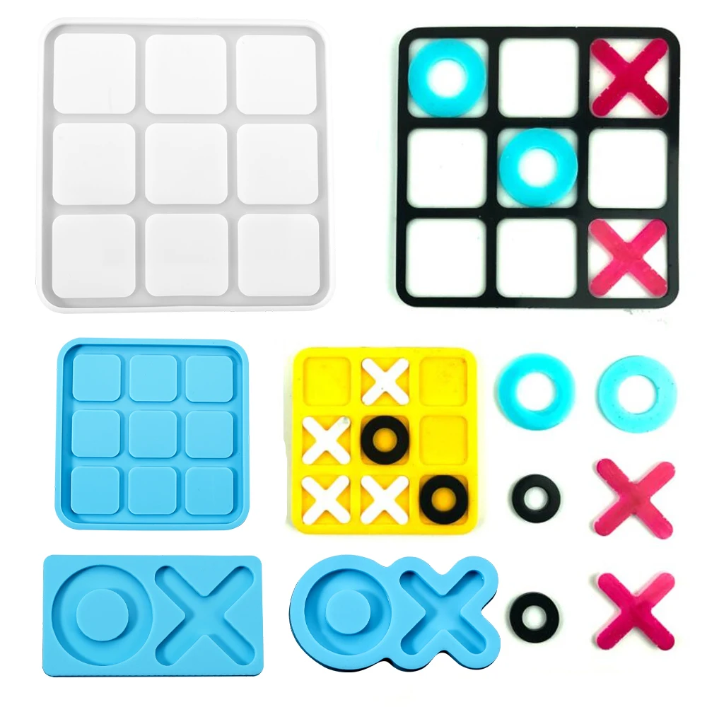 

Tic Tac Toe OX Chess Game Silicone Mold Game Epoxy Resin Molds for DIY UV Epoxy Resin Crafts Handmade Making Accessories