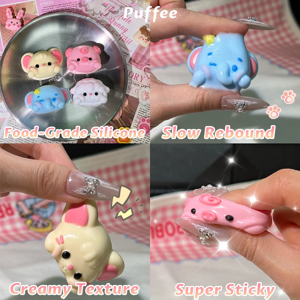 لعبة اسفنجي من السيليكون للطعام للحفلات على شكل حيوانات، طابا اسفنجي مصنوعة يدويًا، لاصق كريمي ناعم انتعاش بطيء، خنزير خروف على شكل فيل فأر #2