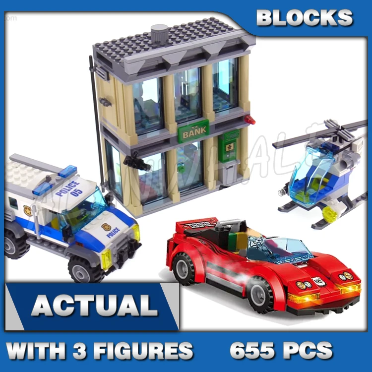 655pcs Town Cop Bulldozer Break-In Crooks Helicopter Truck 10659 Building Blocks toy Bricks Compatible with Model