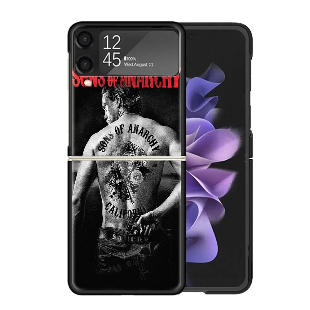 Sons Of Anarchy Black Clear Phone Case For Samsung Z Flip 5 4 3 Galaxy ZFlip 6 5G Shockproof Hard Print Cover TPU PC Coque