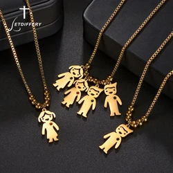 Letdiffery New Child Engraved Name Necklace Personalized Crystal Zircon Stainless Steel Boy Girl Kids Pendant Necklace Jewelry
